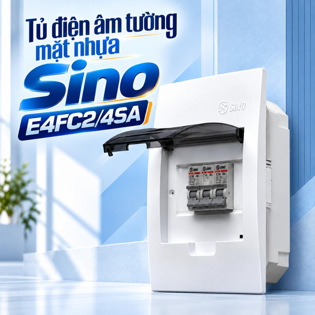 Tủ điện âm tường mặt nhựa Sino E4FC