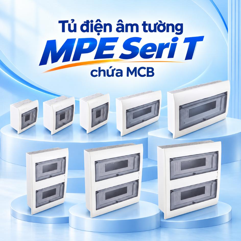 Tủ điện âm tường MPE Seri T – tối đa 4–40 module theo model