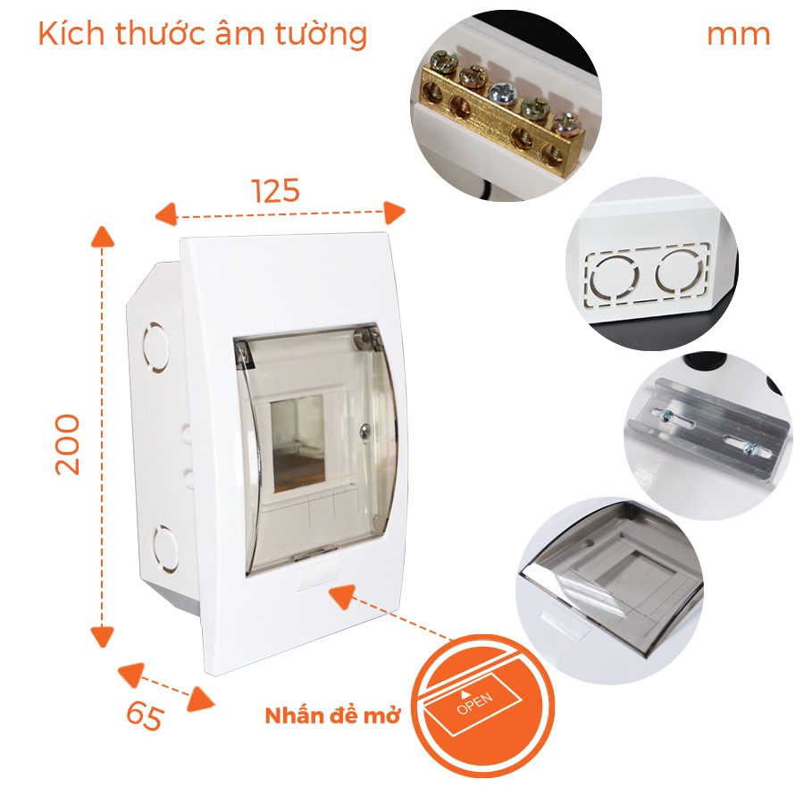 Tủ điện âm tường Nanoco NDP104P-1 / NDP108P-1 mặt nhựa