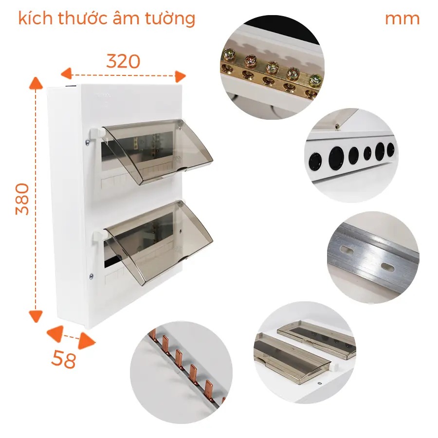 Tủ điện âm tường Nanoco NDP120 / NDP126 vỏ kim loại
