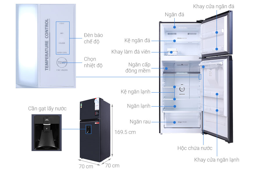 Tủ lạnh Toshiba Inverter 407 lít GR-RT535WE-PMV(06)-MG