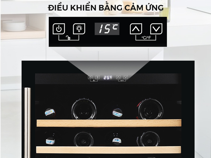 Tủ rượu vang Kocher KWEU-1156B 54 chai 135 lít