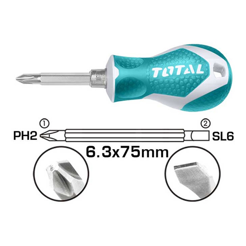 Tua vít 2 đầu dẹp và bake Total THT250216 6,3 x 75 mm