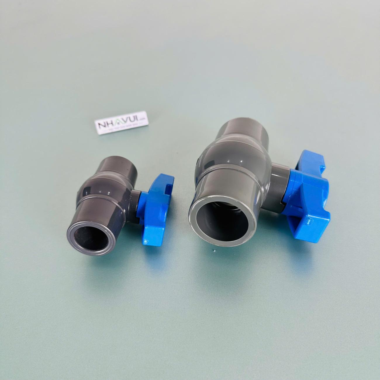 Van bi nhựa PVC ECCO không ren Ø21–Ø60 – tay gạt đóng mở dòng nước