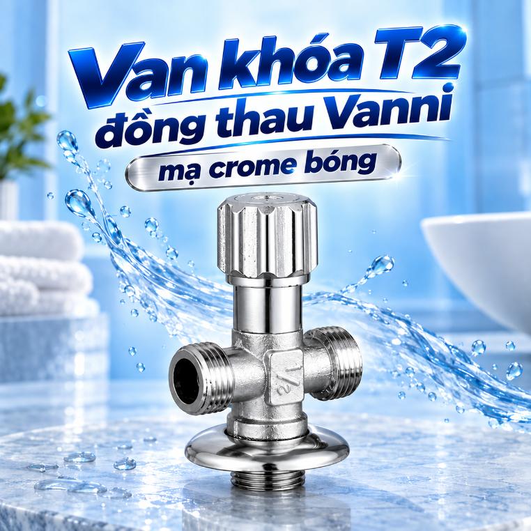Van T2 đồng thau Vanni mạ crome bóng