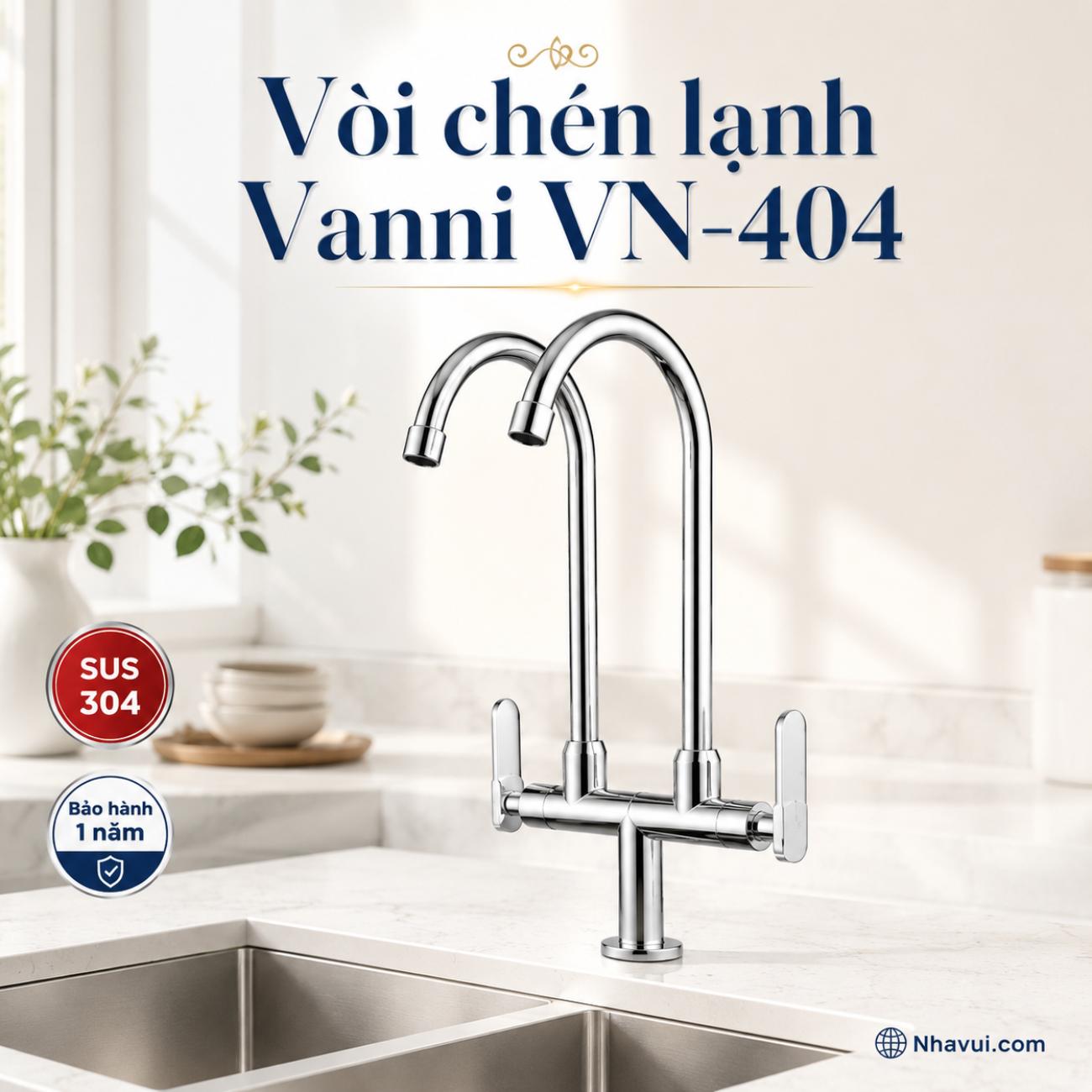 Vòi chén lạnh Vanni VN-404 chất liệu đồng thau mạ crome