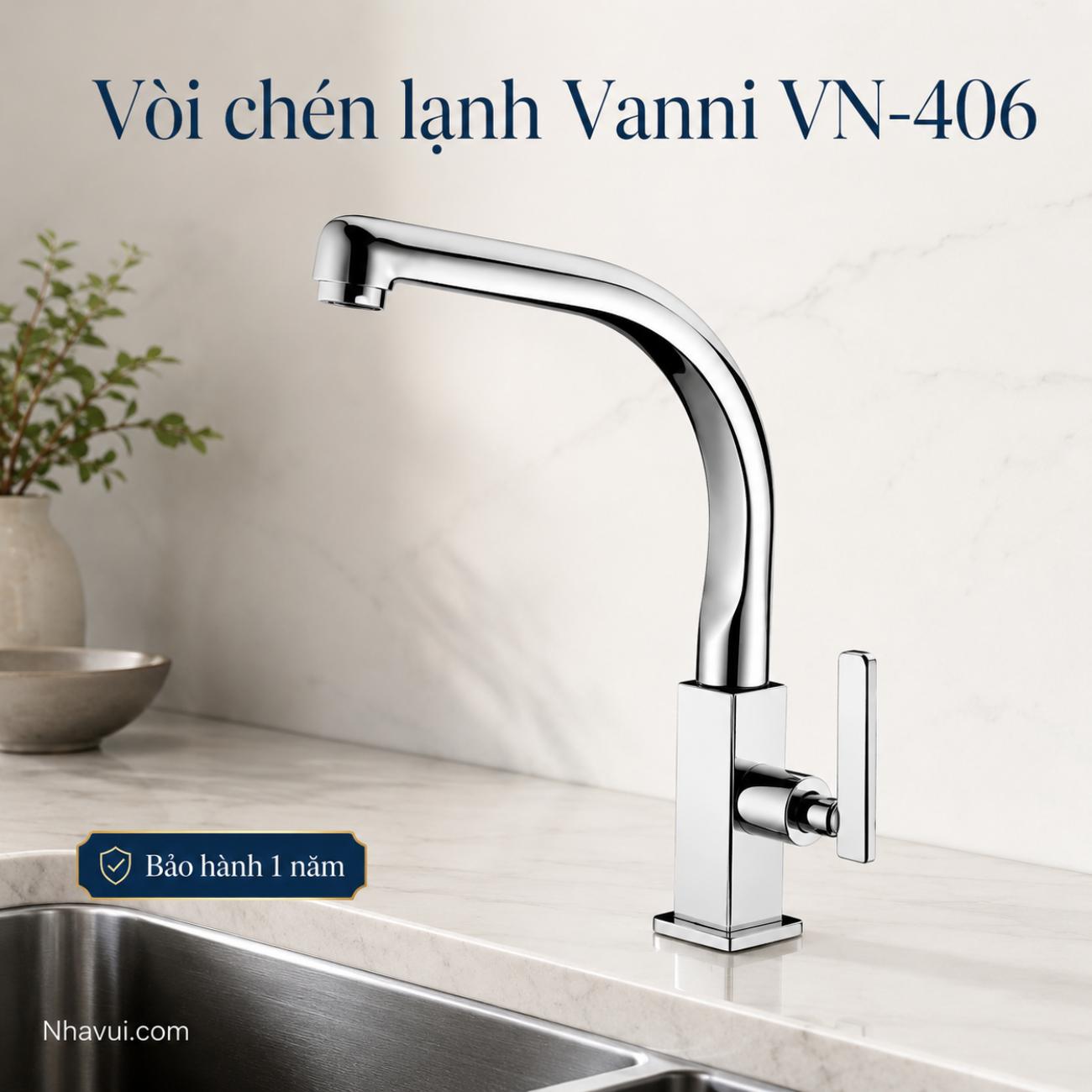 Vòi chén lạnh Vanni VN-406 chất liệu đồng thau mạ crome
