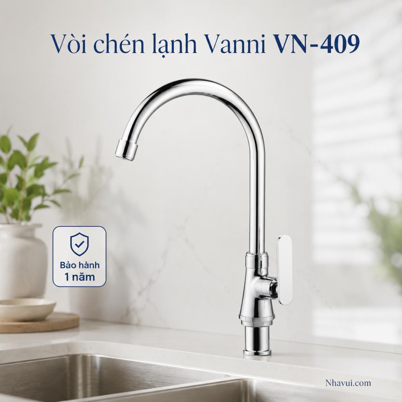 Vòi chén lạnh Vanni VN-409 chất liệu đồng thau mạ crome