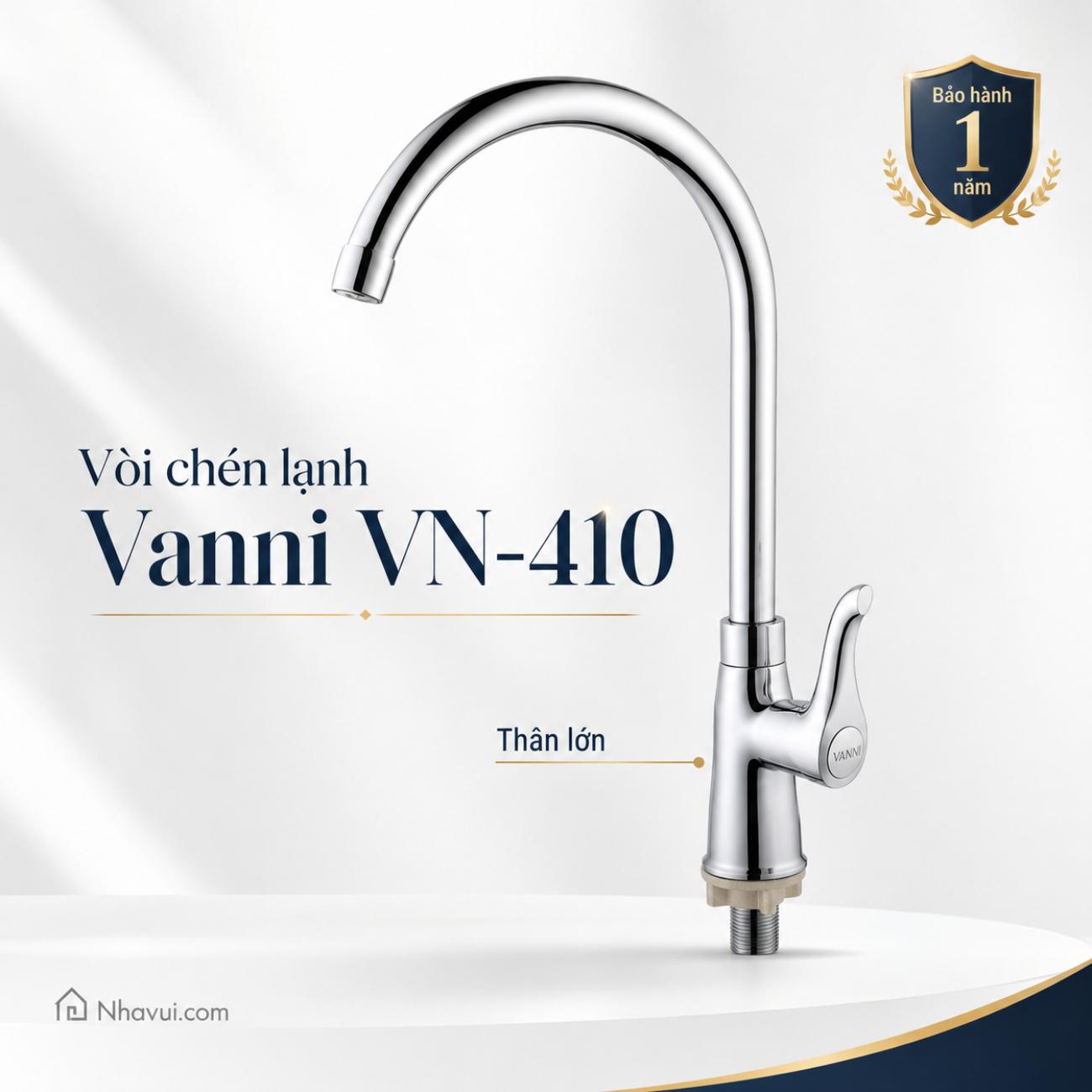 Vòi chén lạnh Vanni VN-410 chất liệu đồng thau mạ crome