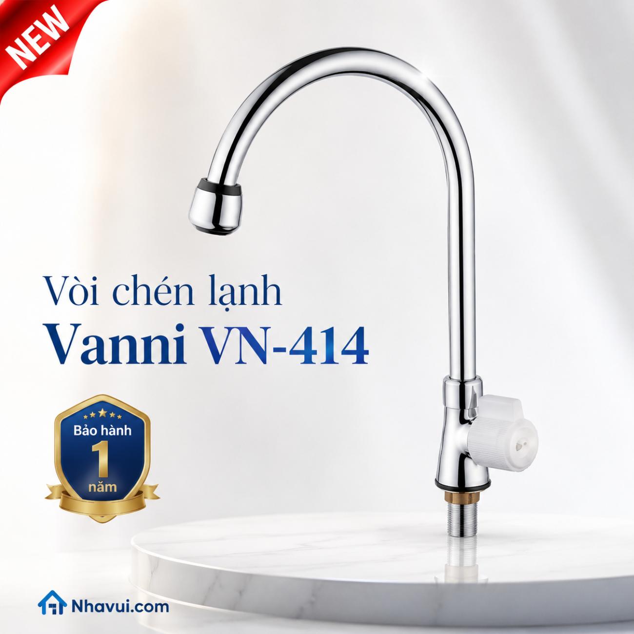 Vòi chén lạnh Vanni VN-414 chất liệu đồng thau mạ crome