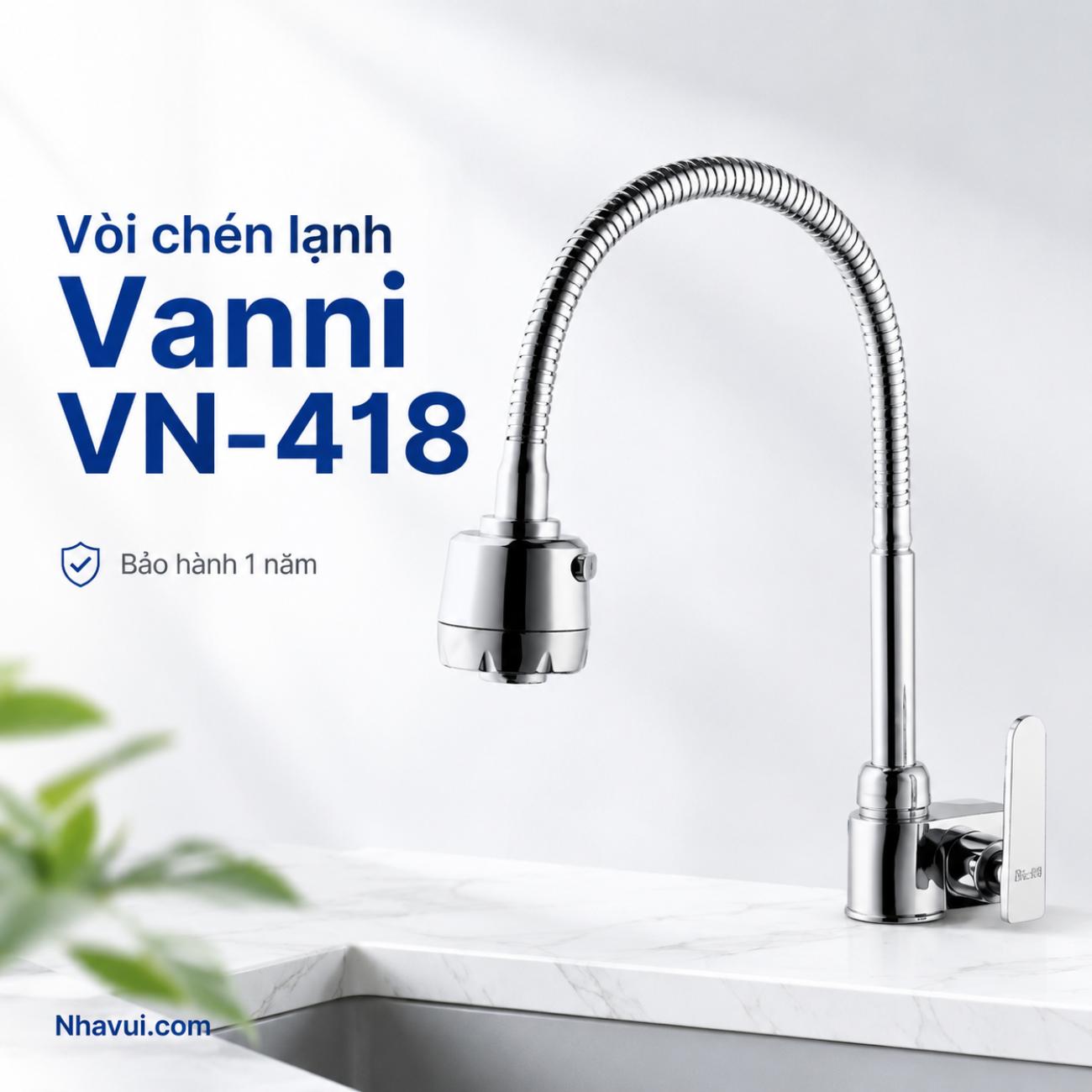Vòi chén lạnh Vanni VN-418 chất liệu đồng thau mạ crome