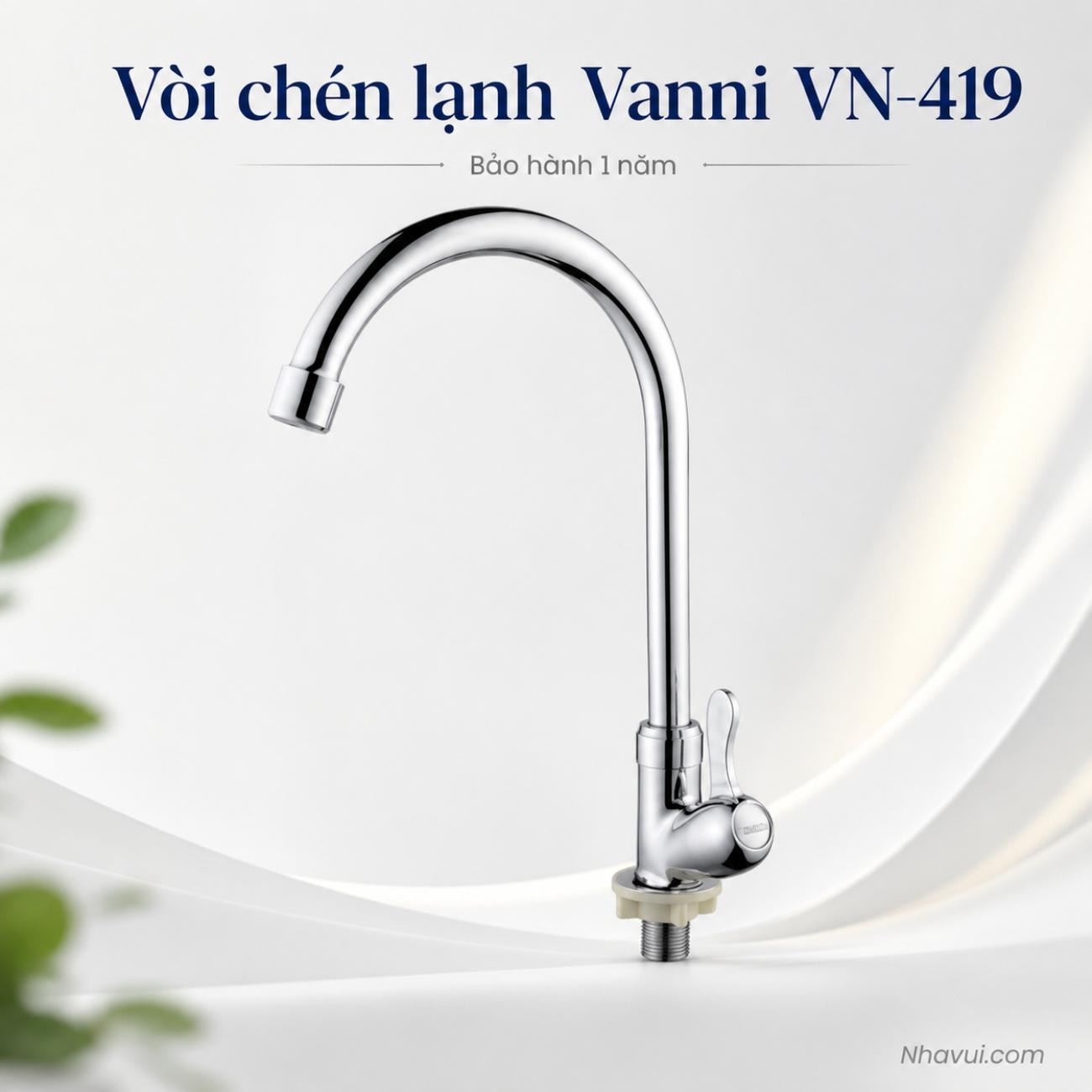 Vòi chén lạnh Vanni VN-419 chất liệu đồng thau mạ crome