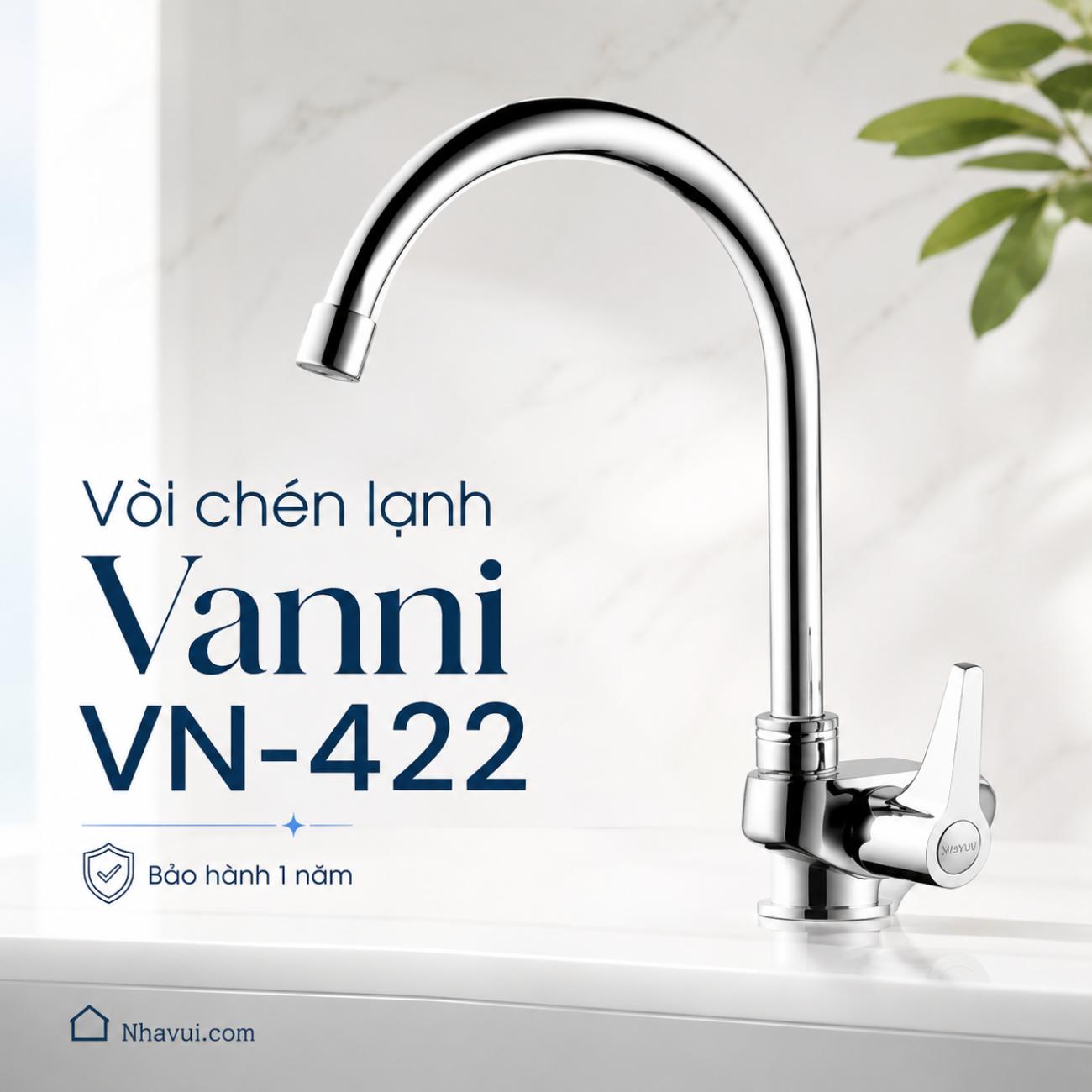 Vòi chén lạnh Vanni VN-422 chất liệu đồng thau mạ crome