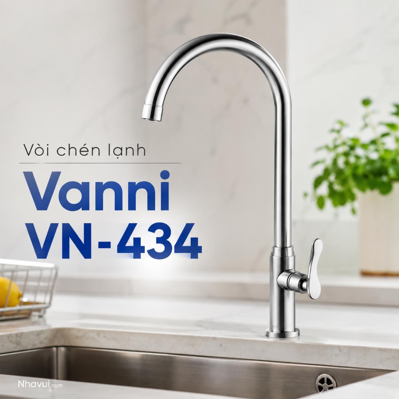 Vòi chén lạnh Vanni VN-434 chất liệu inox SUS 304 màu crome