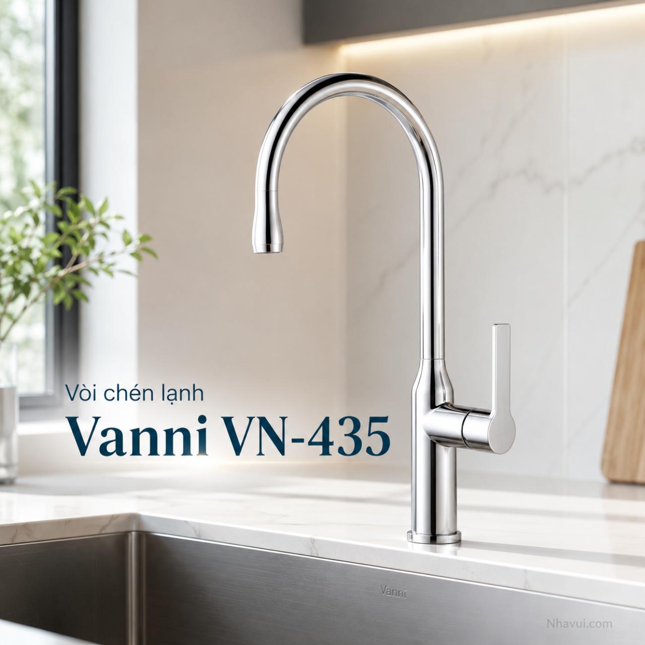 Vòi chén lạnh Vanni VN-435 chất liệu inox bóng màu crome