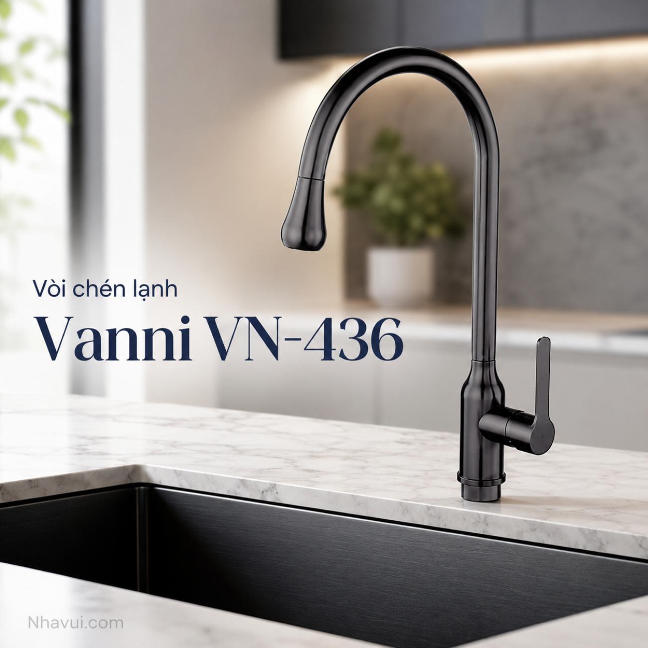 Vòi chén lạnh Vanni VN-436 chất liệu đồng thau mạ đen