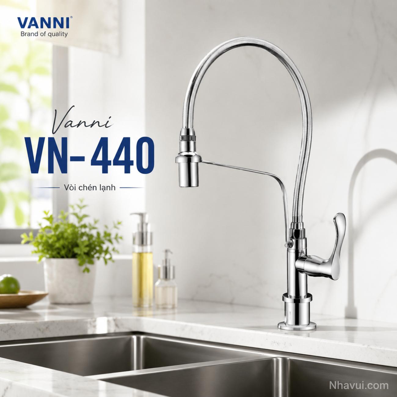 Vòi chén lạnh Vanni VN-440 chất liệu đồng thau mạ crome cổ mềm