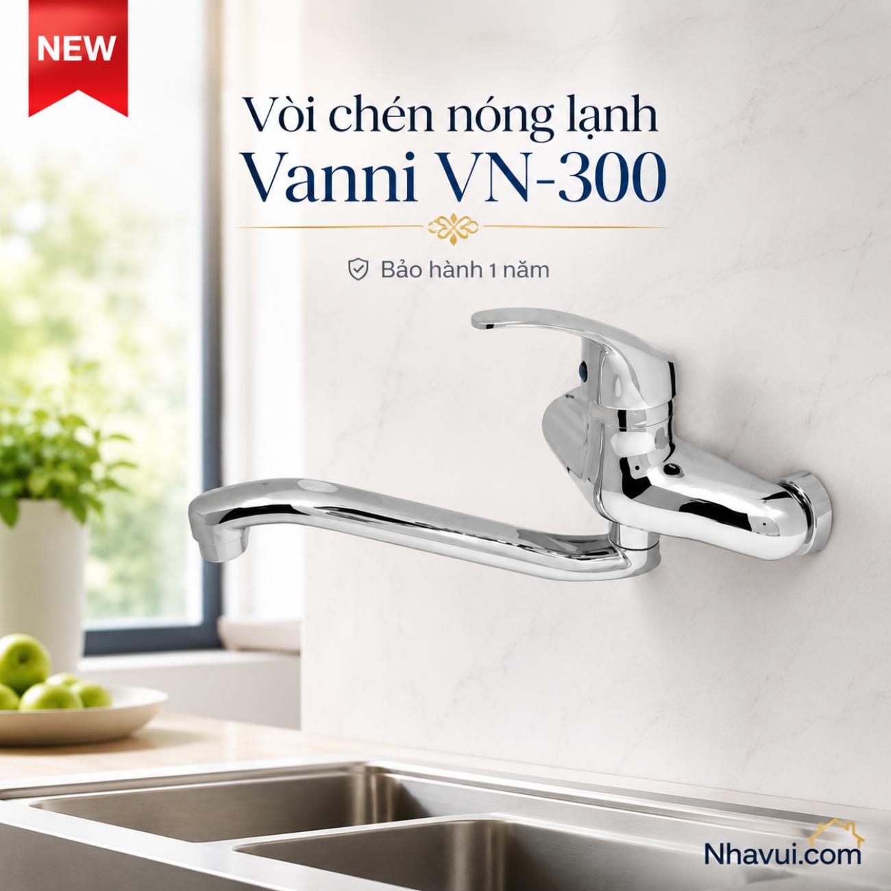 Vòi chén nóng lạnh Vanni VN-300 chất liệu đồng thau mạ crome