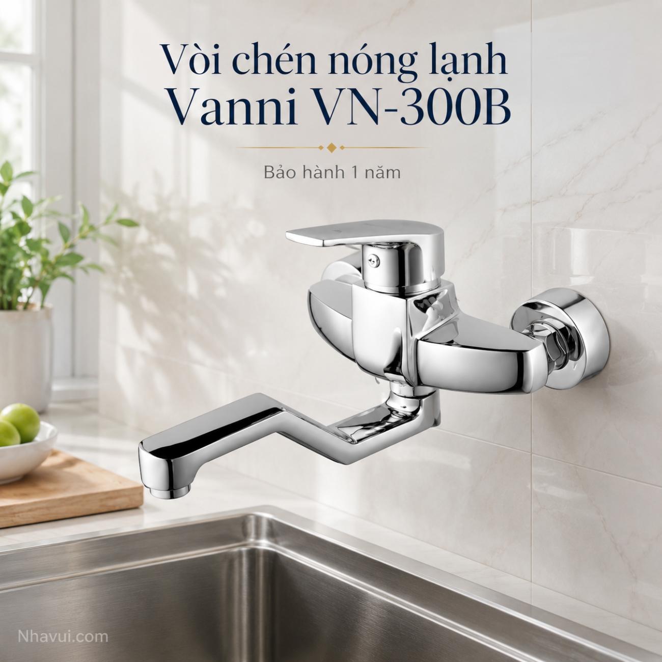 Vòi chén nóng lạnh Vanni VN-300B chất liệu đồng thau mạ crome