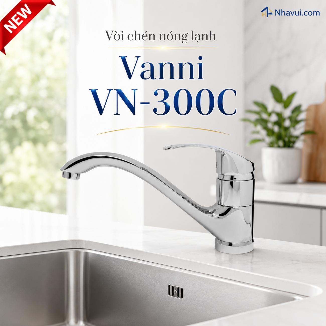 Vòi chén nóng lạnh Vanni VN-300C chất liệu đồng thau mạ crome