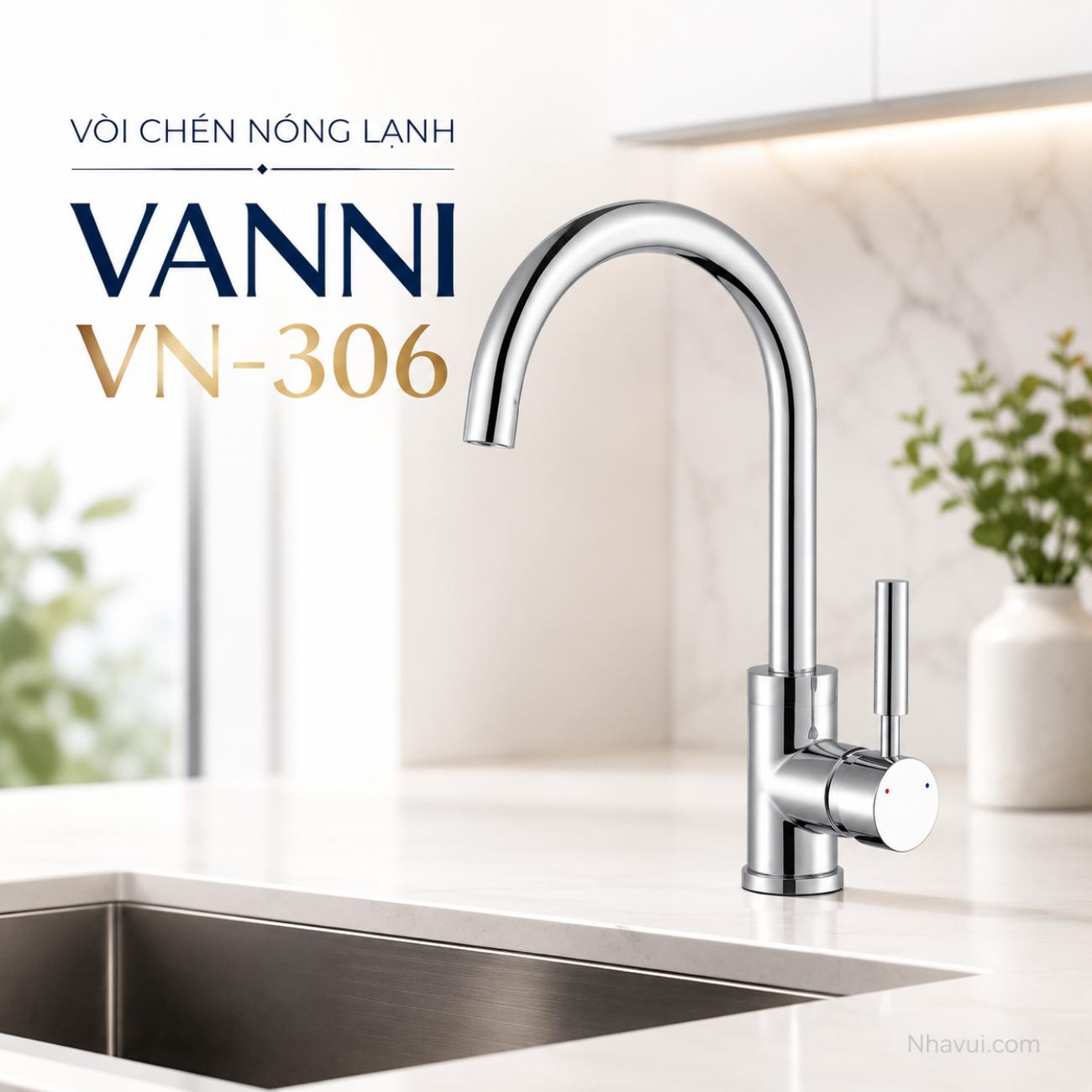 Vòi chén nóng lạnh Vanni VN-306 đồng thau mạ crome