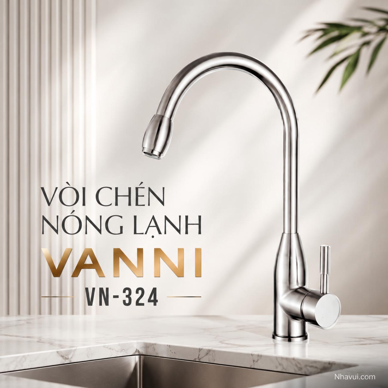 Vòi chén nóng lạnh Vanni VN-324 inox SUS 304 màu crome