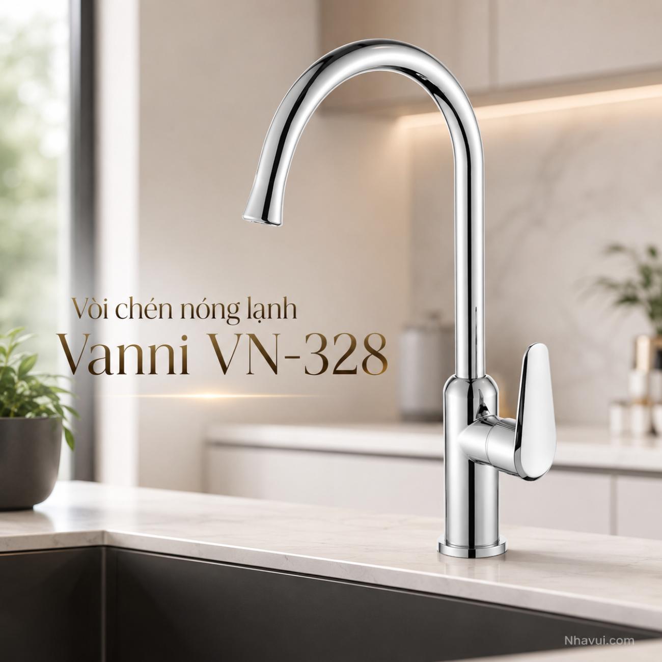 Vòi chén nóng lạnh Vanni VN-328 đồng thau mạ crome