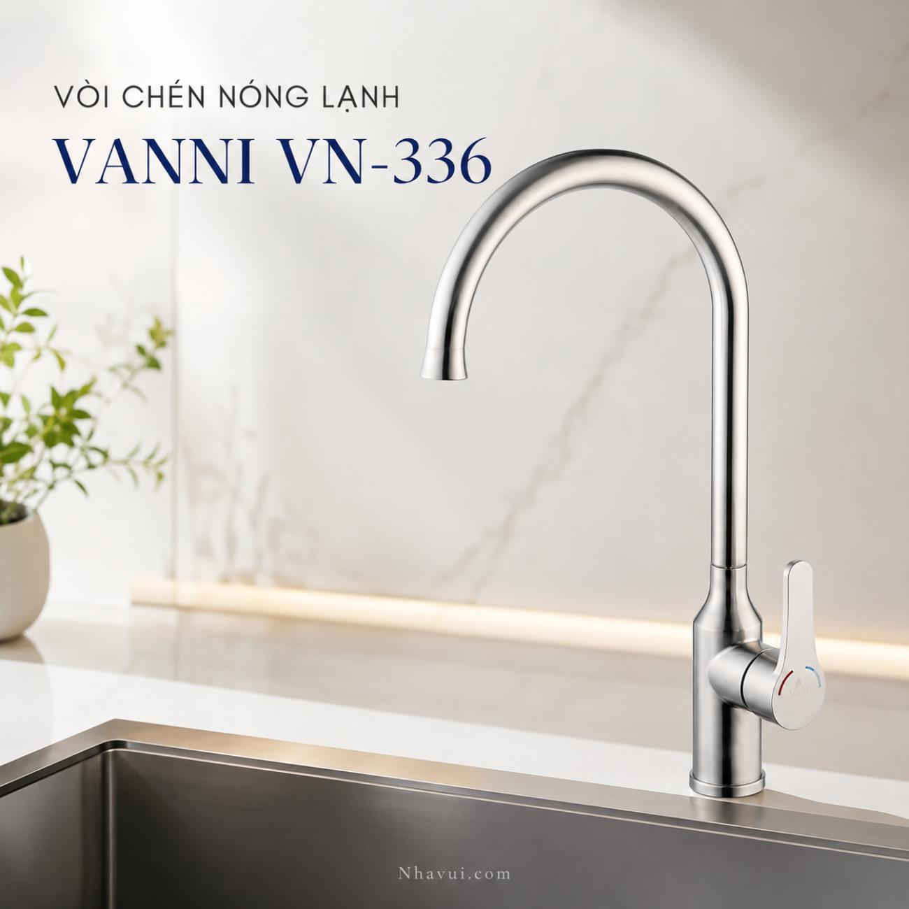 Vòi chén nóng lạnh Vanni VN-336 inox SUS 304 màu crome
