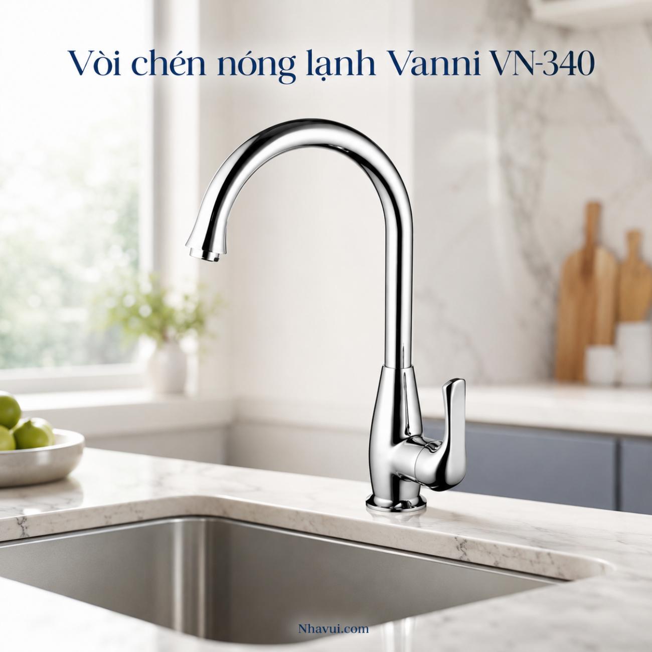 Vòi chén nóng lạnh Vanni VN-340 chất liệu đồng thau mạ crome
