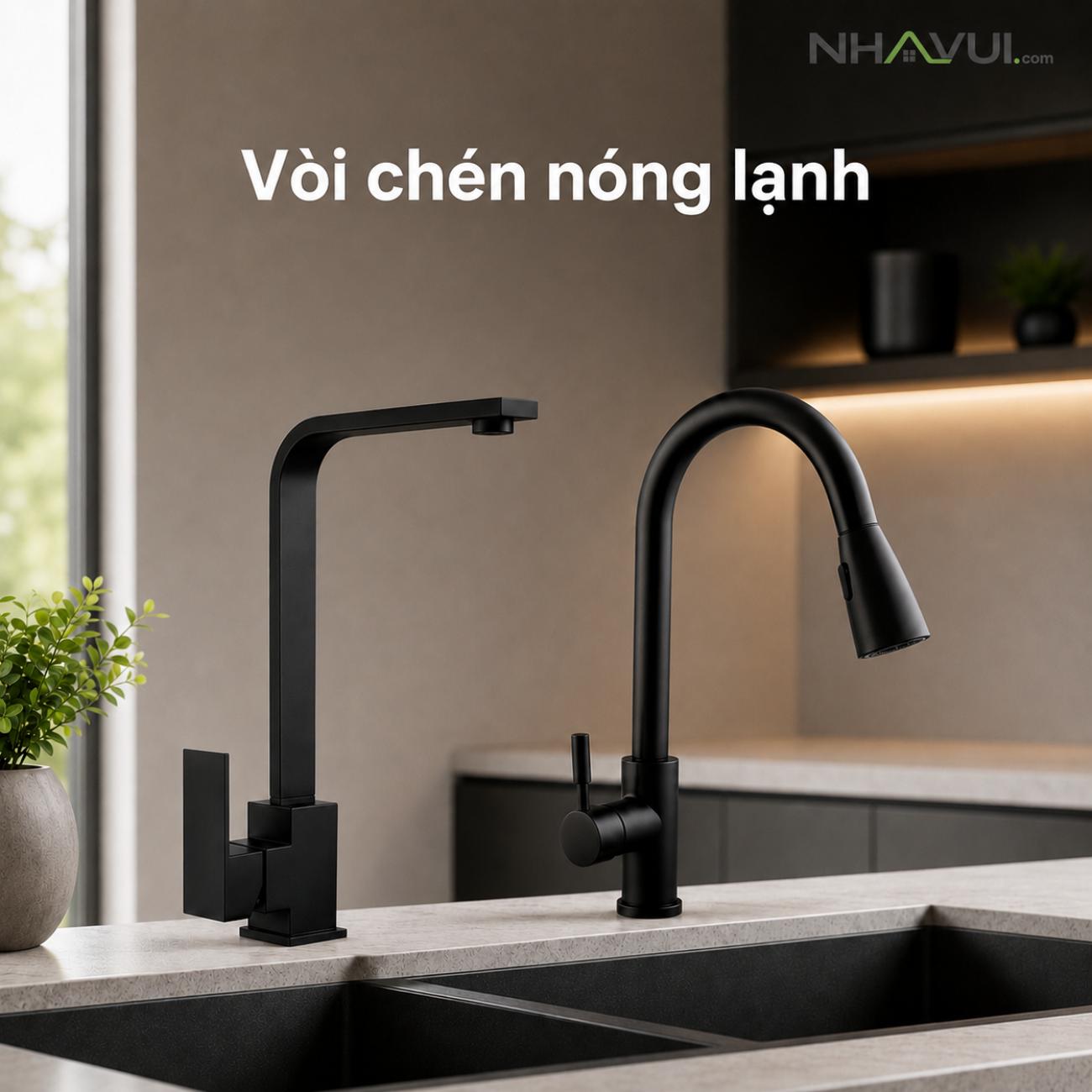 Vòi chén nóng lạnh Vanni VN-349 VN-350 inox 304 phủ nano đen