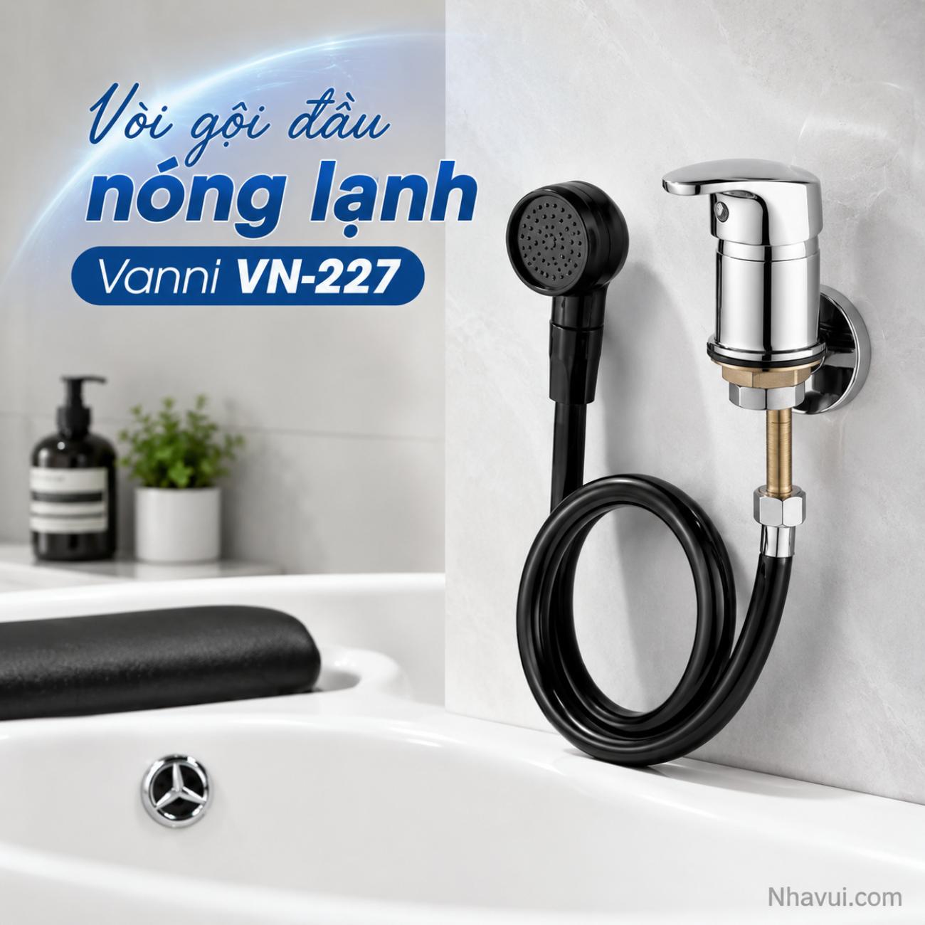Vòi gội đầu nóng lạnh Vanni VN-227 đồng thau mạ crome