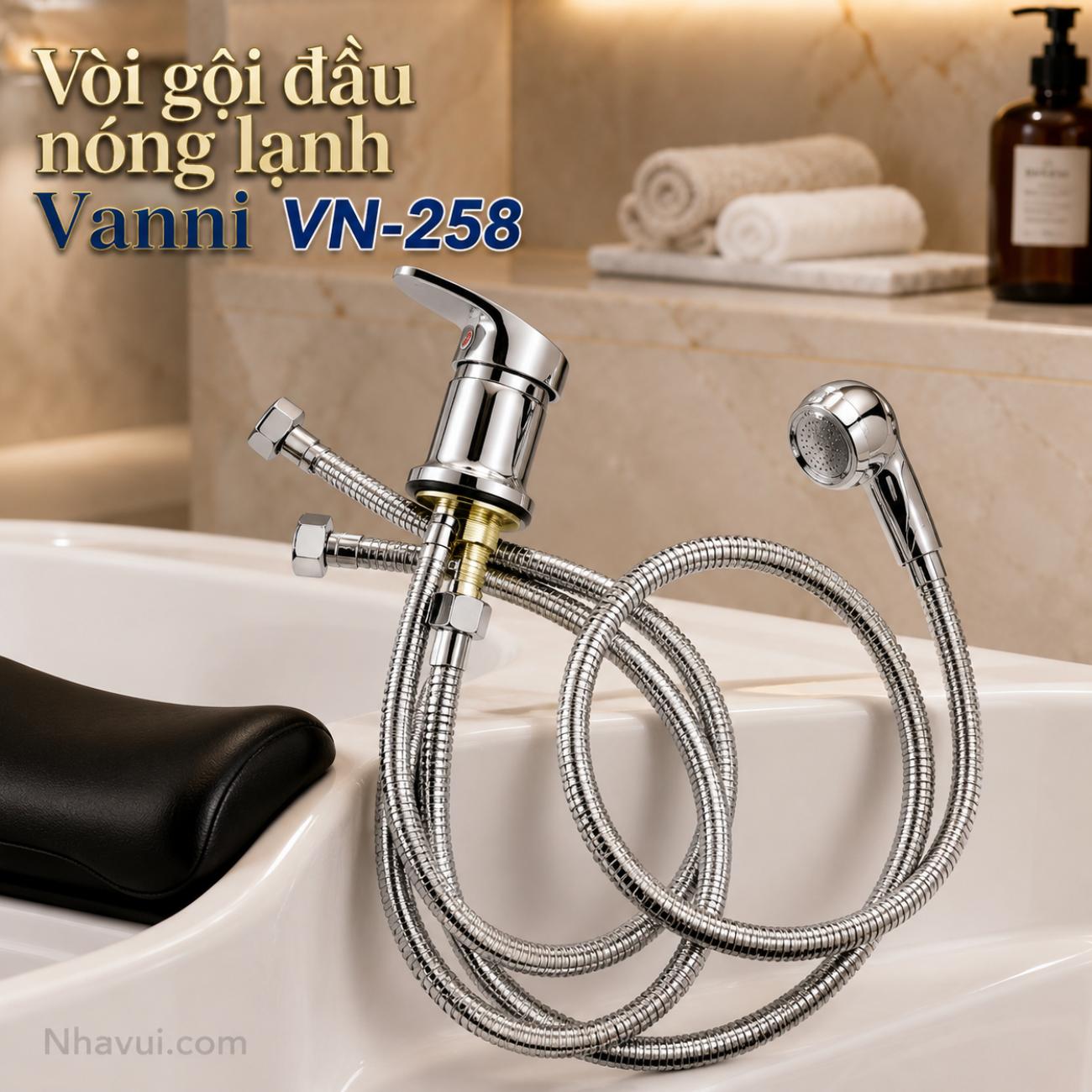 Vòi gội đầu nóng lạnh Vanni VN-258 đồng thau mạ crome