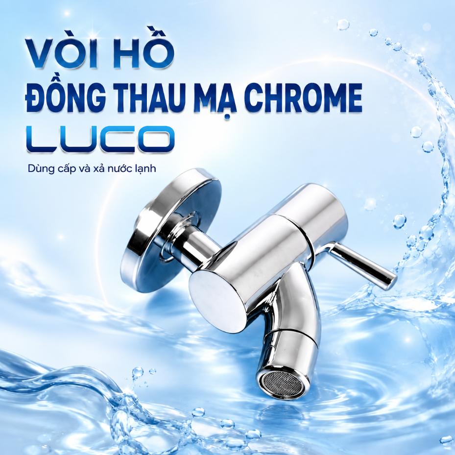 Vòi hồ đồng thau mạ chrome Luco – dùng cấp và xả nước lạnh