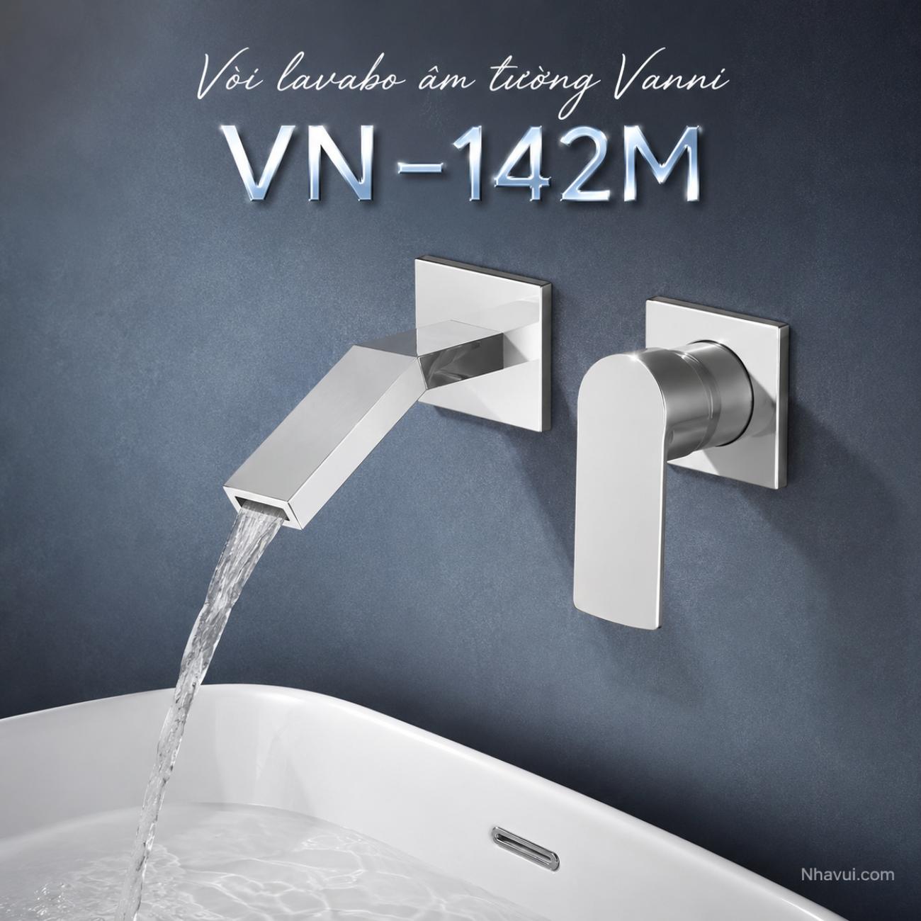 Vòi lavabo âm tường nóng lạnh Vanni VN-142M INOX 304 mạ crome