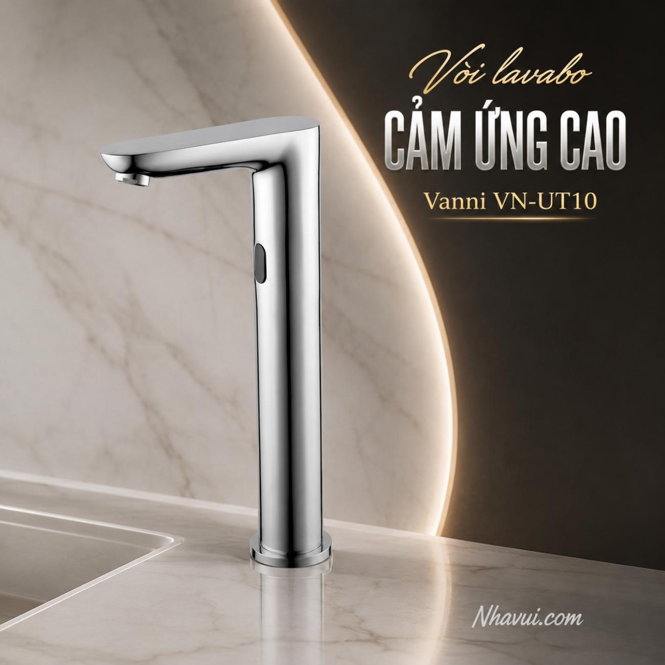 Vòi lavabo cảm ứng cao Vanni VN-UT10 đồng thau mạ crome
