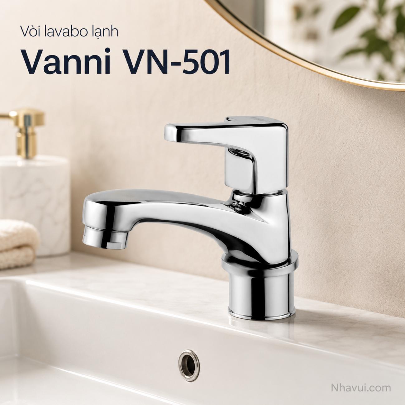 Vòi lavabo lạnh Vanni VN-501 chất liệu đồng thau mạ crome