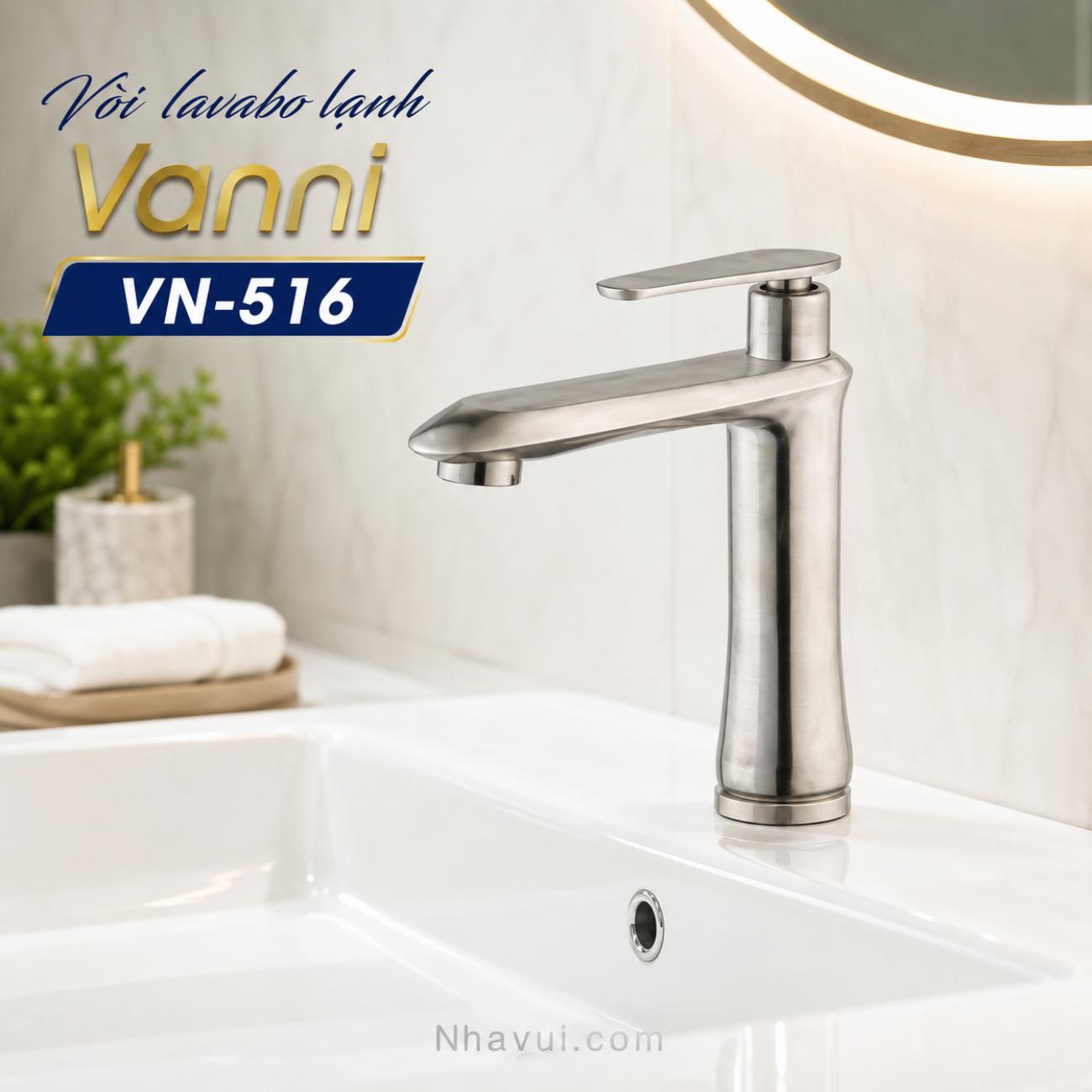 Vòi lavabo lạnh Vanni VN-516 inox SUS 304