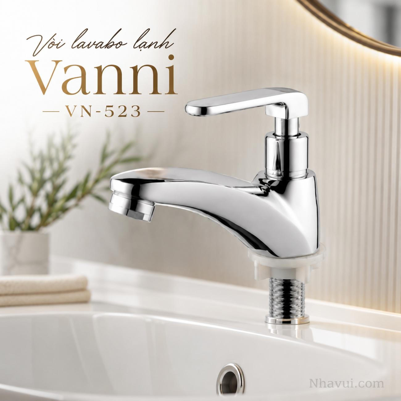 Vòi lavabo lạnh Vanni VN-523 đồng thau mạ crome