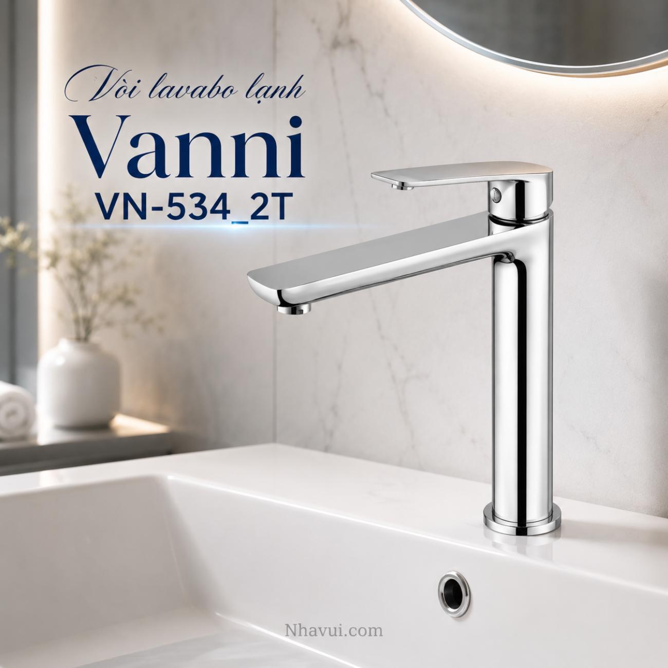 Vòi lavabo lạnh Vanni VN-534_2T inox bóng thân cao