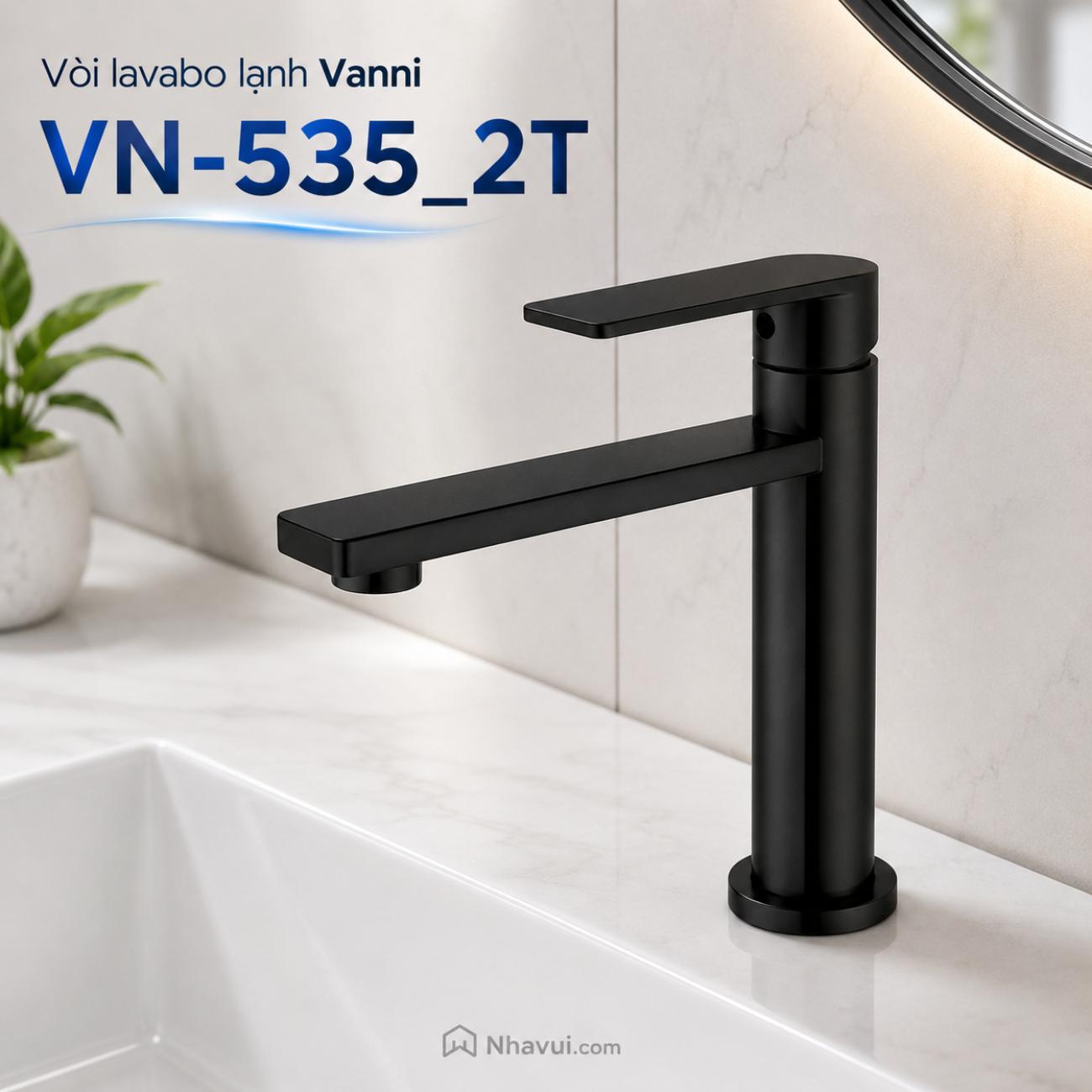 Vòi lavabo lạnh Vanni VN-535_2T inox 304 màu đen