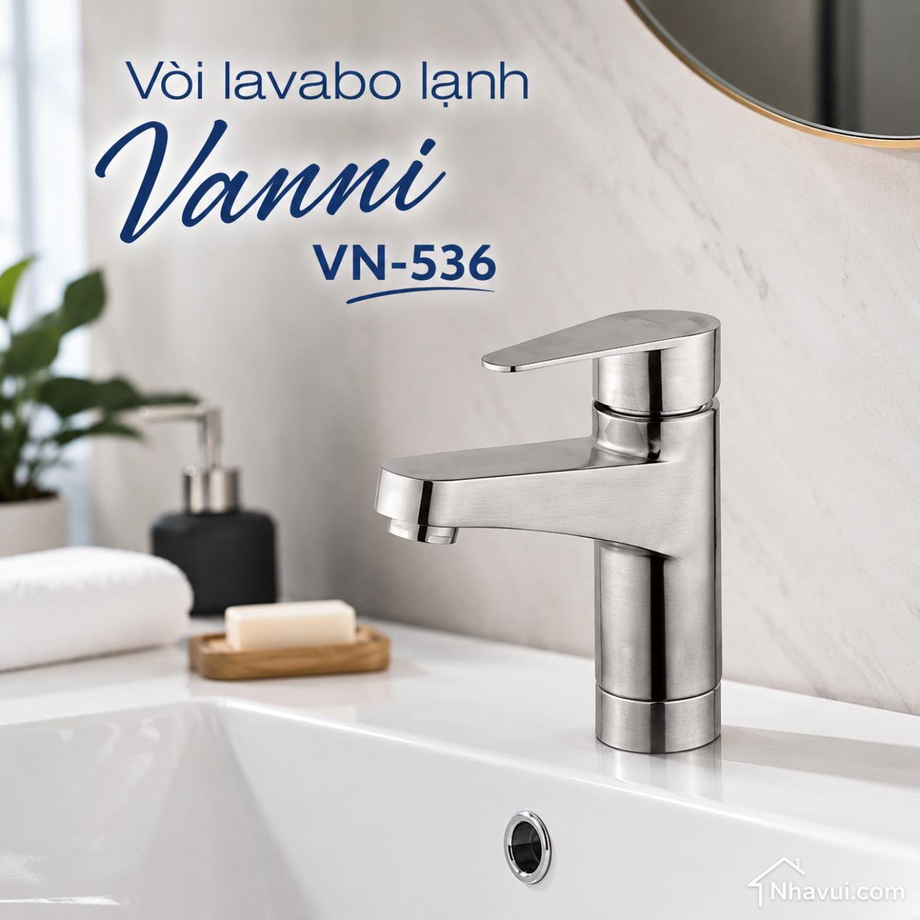 Vòi lavabo lạnh Vanni VN-536 inox SUS 304
