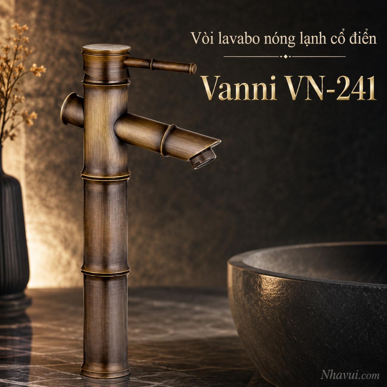 Vòi lavabo nóng lạnh cổ điển Vanni VN-241 chất liệu đồng thau cao 30cm