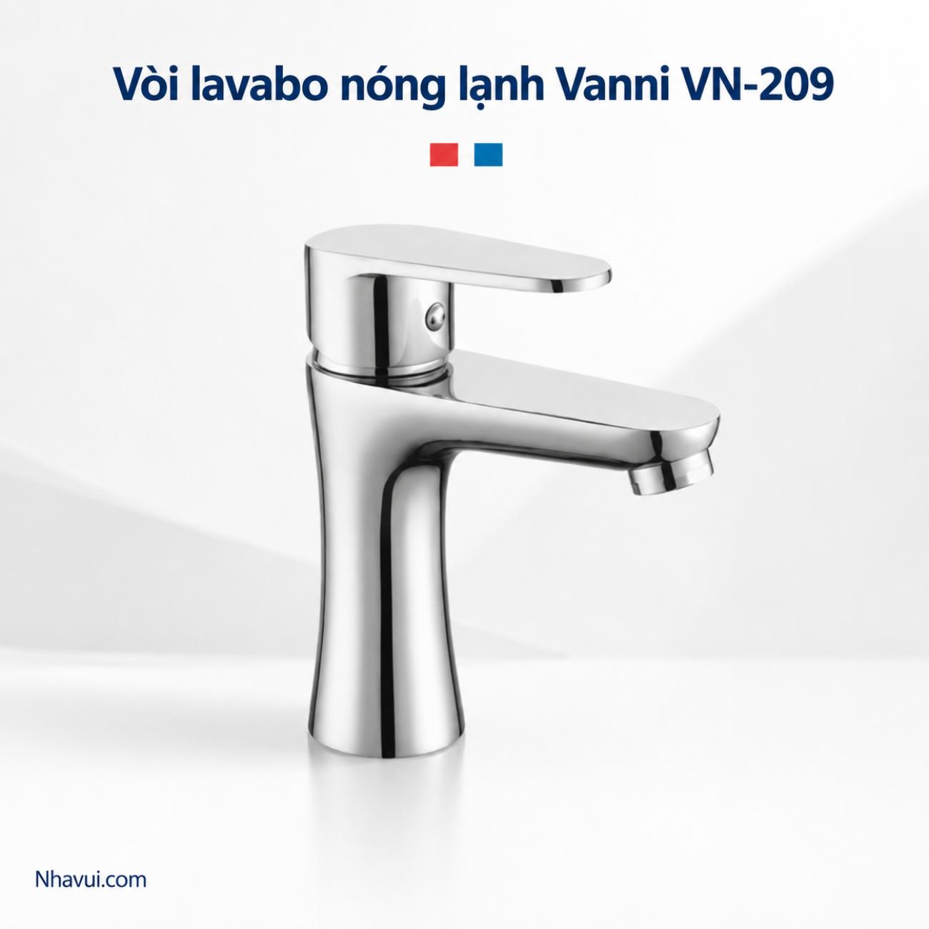 Vòi lavabo nóng lạnh Vanni VN-209 đồng thau mạ crome