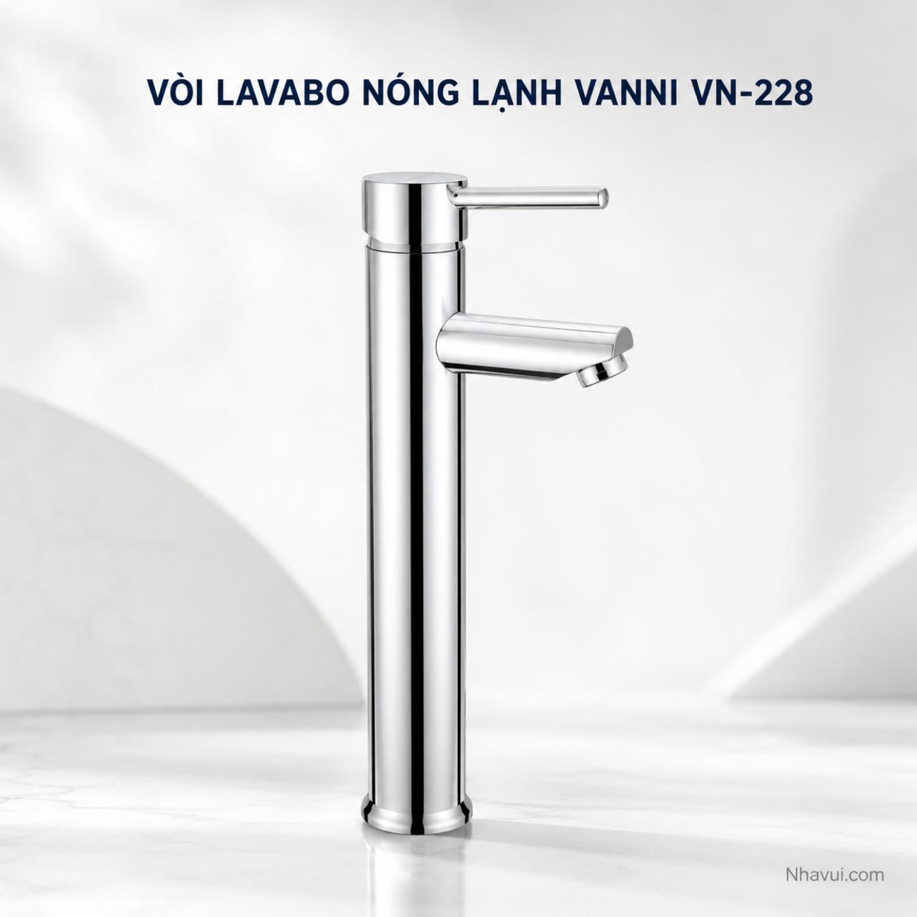 Vòi lavabo nóng lạnh Vanni VN-228 chất liệu đồng thau mạ crome