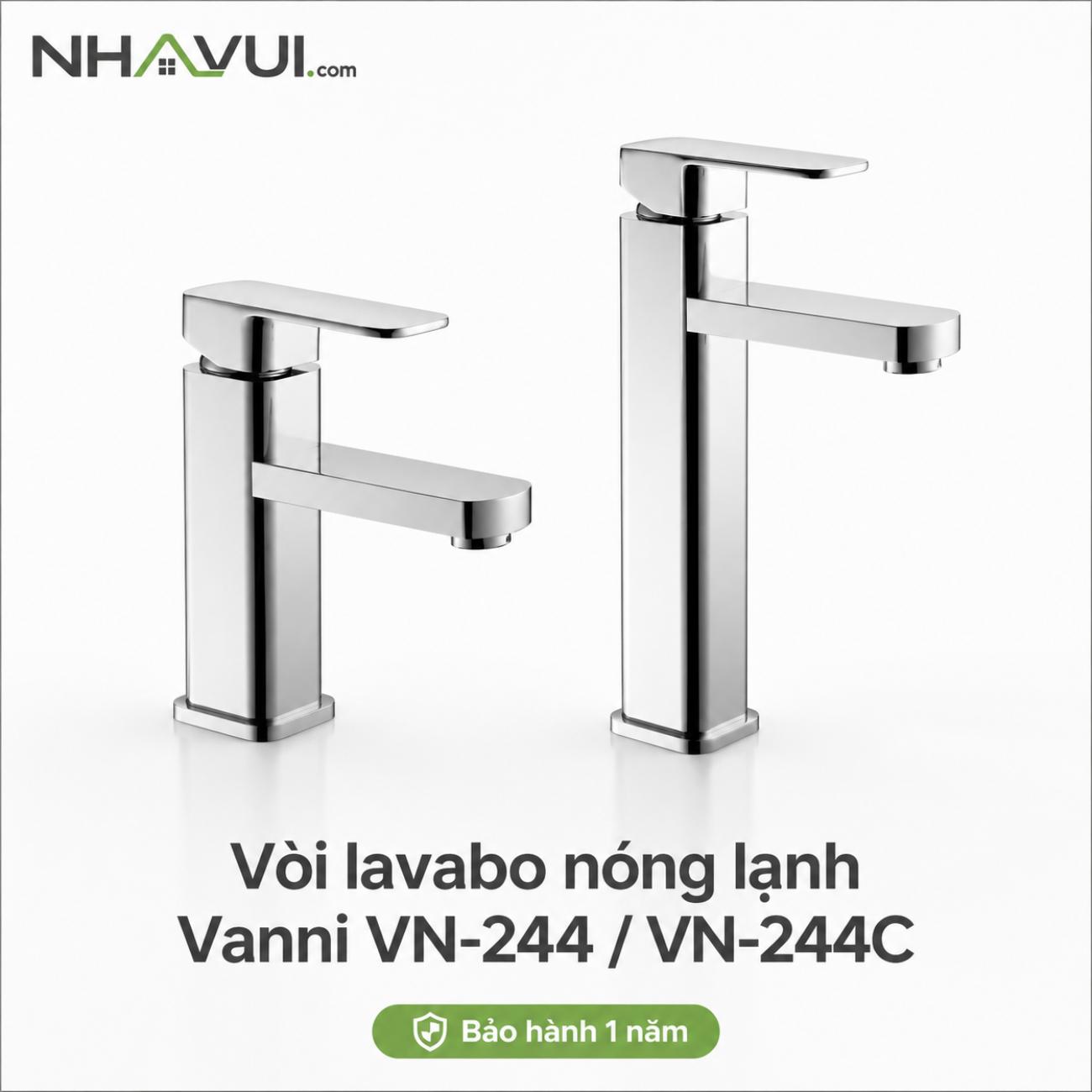 Vòi lavabo nóng lạnh Vanni VN-244 / VN-244C đồng thau mạ chrome