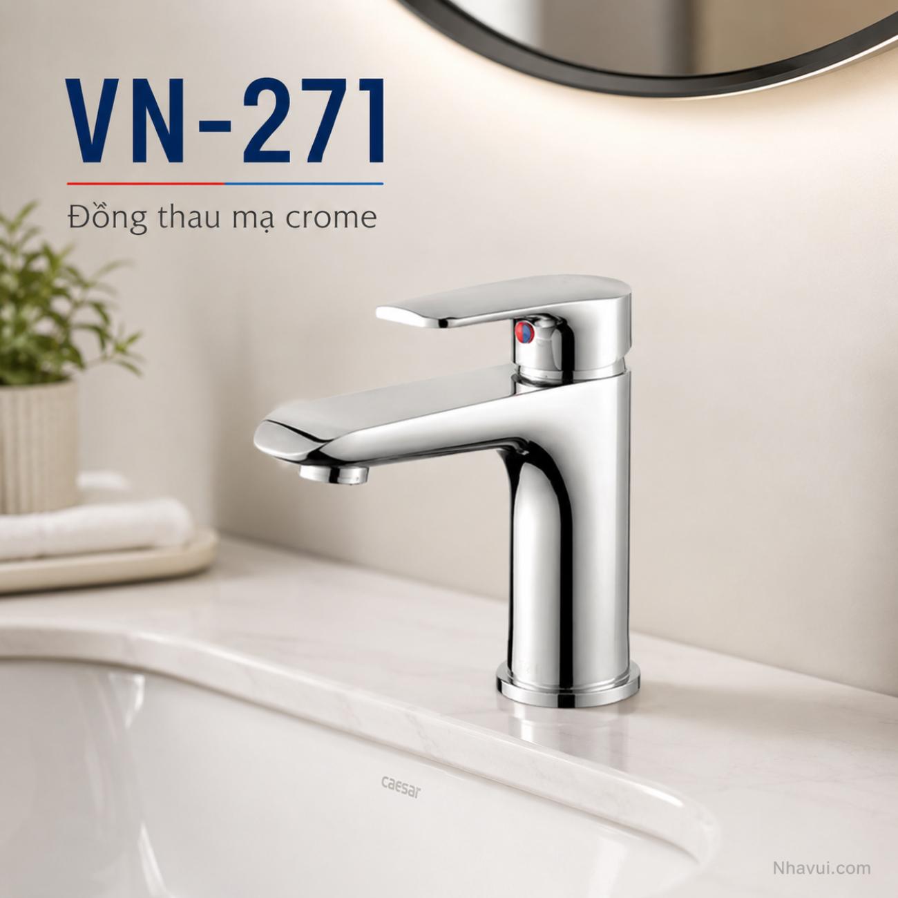 Vòi lavabo nóng lạnh Vanni VN-271 đồng thau mạ crome