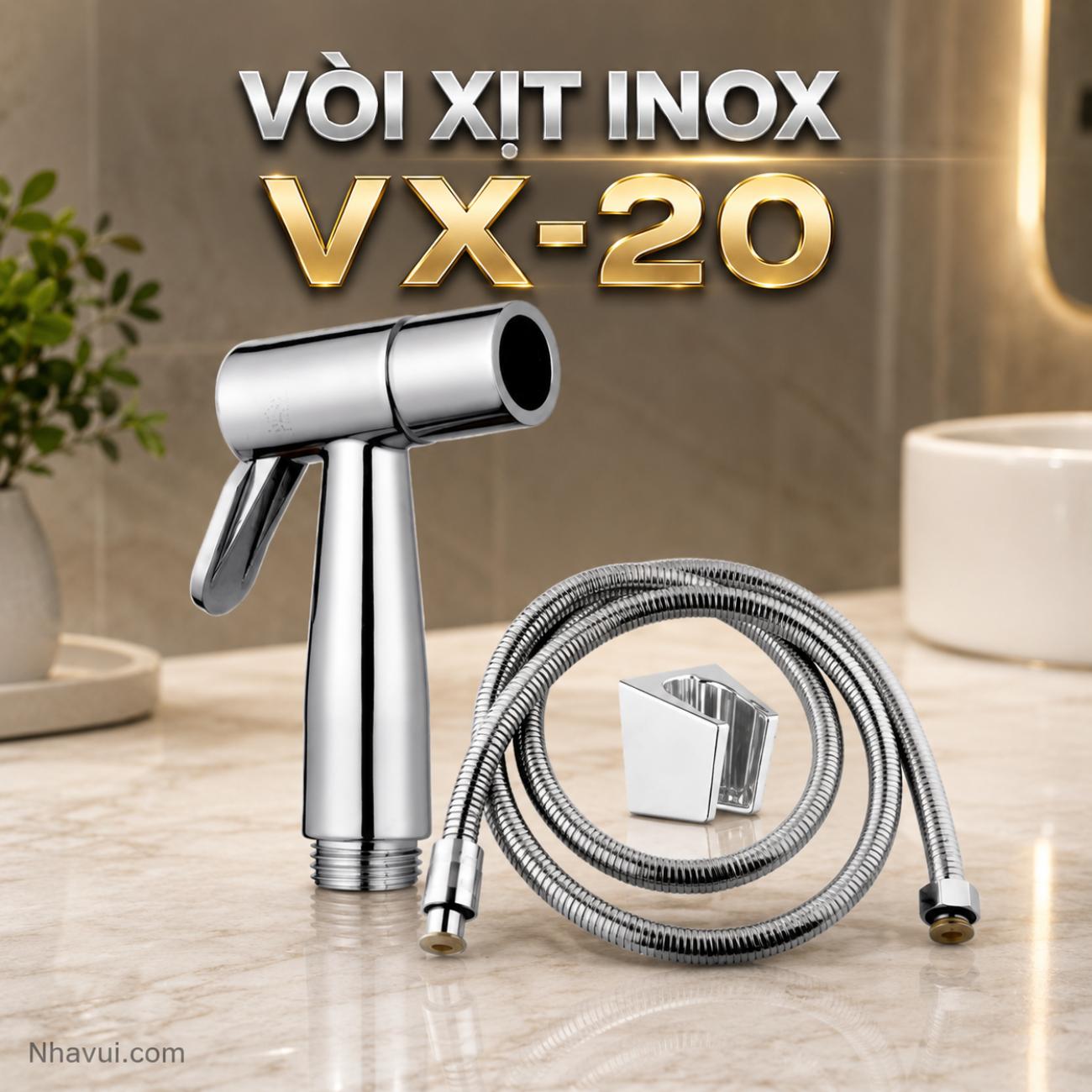 Vòi xịt inox Vanni VX-20 bề mặt mạ bóng kèm dây inox