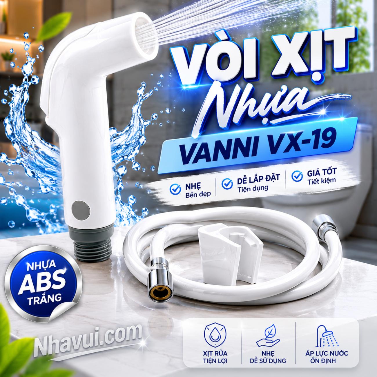 Vòi xịt nhựa Vanni VX-19 nhựa ABS trắng