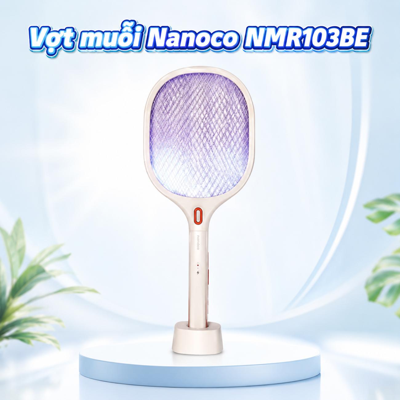 Vợt muỗi Nanoco NMR103BE thông minh 2 in 1 màu kem