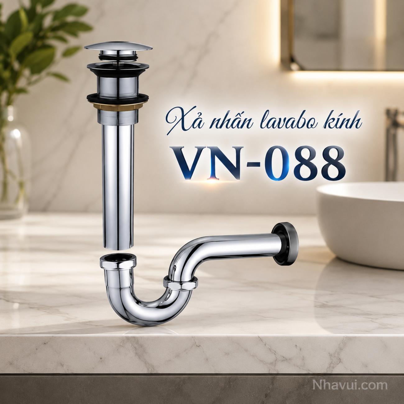 Xả nhấn lavabo kính Vanni VN-088 đồng thau mạ crome